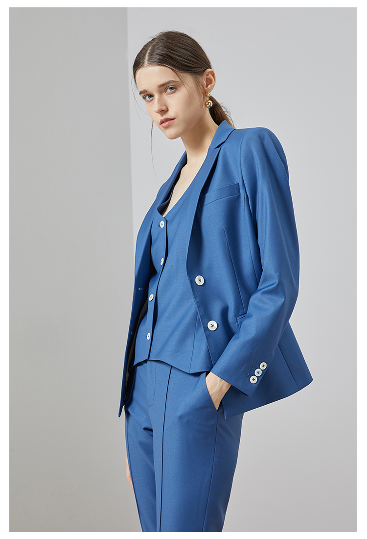 藏青色西装外套女时尚高端西服职业套装职场修身韩版显瘦公司制服