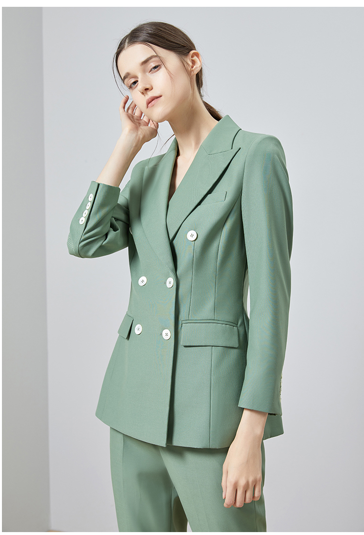 高露同款绿色西服女修身时尚洋气气质主持人